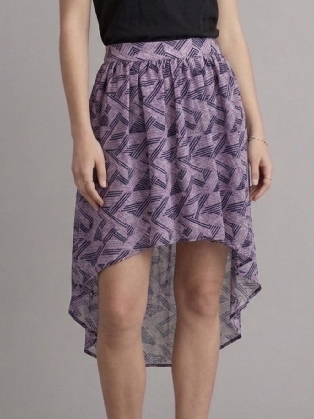 Converse High Lo Midi Skirt Womens Size Small Sheer Geometric Print Fairy Whimsy